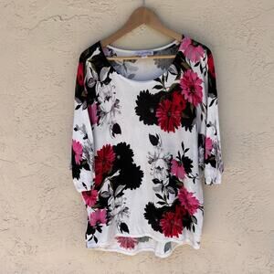 Joseph Ribkoff Floral Lightweight Sweater Top Size Womens L